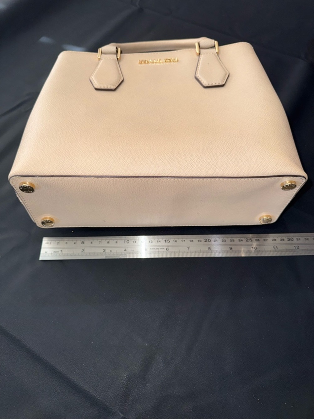 Michael Kors Saffiano Small Leather Satchel in Light Beige - Picture 11 of 14